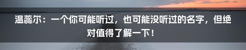 温蕊尔：一个你可能听过，也可能没听过的名字，但绝对值得了解一下！