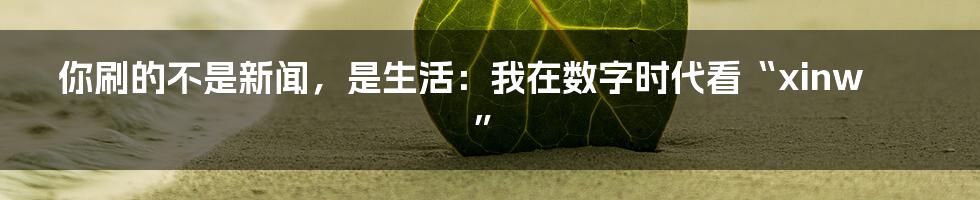 你刷的不是新闻，是生活：我在数字时代看“xinw”