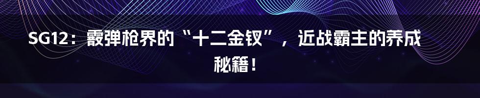 SG12：霰弹枪界的“十二金钗”，近战霸主的养成秘籍！