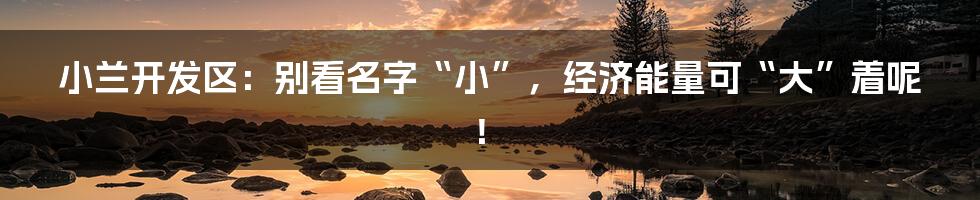 小兰开发区：别看名字“小”，经济能量可“大”着呢！