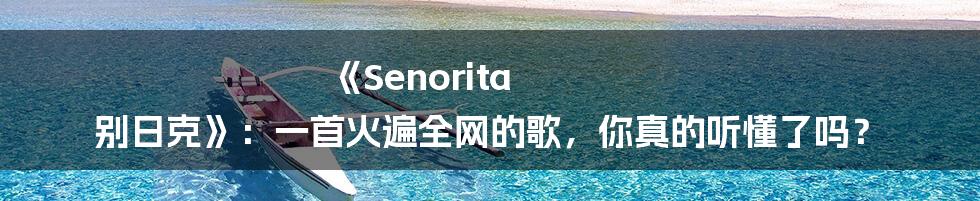 《Senorita 别日克》：一首火遍全网的歌，你真的听懂了吗？