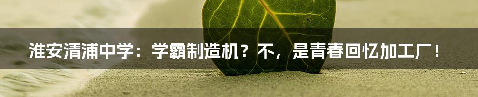 淮安清浦中学：学霸制造机？不，是青春回忆加工厂！