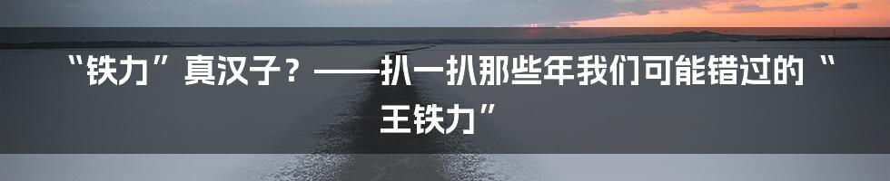 “铁力”真汉子？——扒一扒那些年我们可能错过的“王铁力”