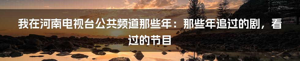 我在河南电视台公共频道那些年：那些年追过的剧，看过的节目