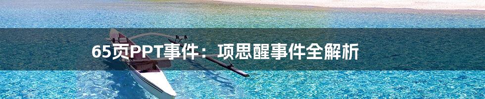 65页PPT事件：项思醒事件全解析