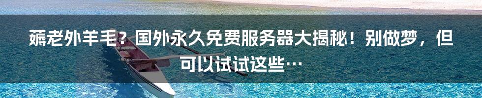 薅老外羊毛？国外永久免费服务器大揭秘！别做梦，但可以试试这些…