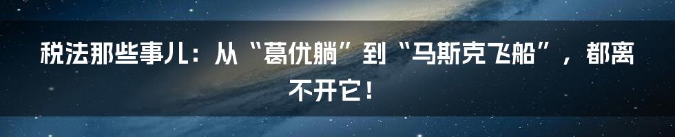 税法那些事儿：从“葛优躺”到“马斯克飞船”，都离不开它！