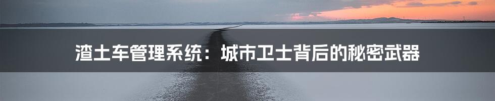 渣土车管理系统：城市卫士背后的秘密武器