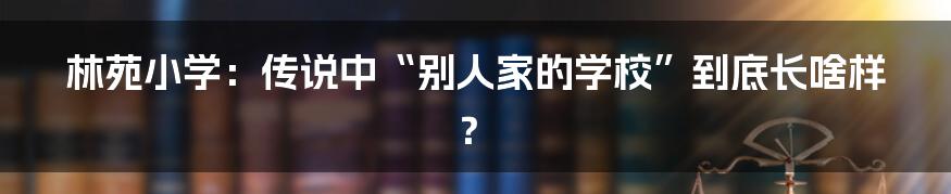林苑小学：传说中“别人家的学校”到底长啥样？
