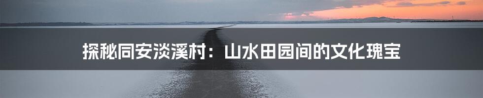 探秘同安淡溪村：山水田园间的文化瑰宝