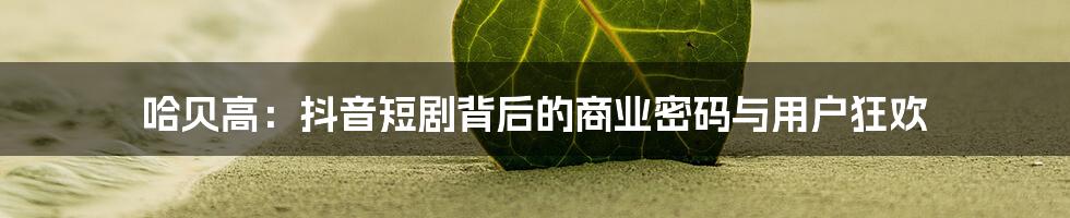 哈贝高：抖音短剧背后的商业密码与用户狂欢