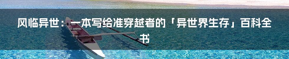 风临异世:一本写给准穿越者的「异世界生存」百科全书