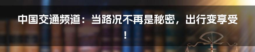 中国交通频道：当路况不再是秘密，出行变享受！