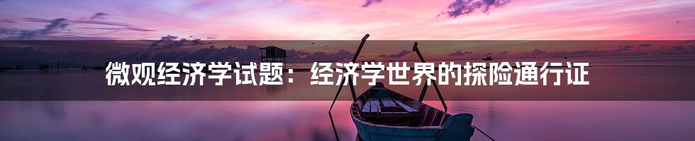 微观经济学试题：经济学世界的探险通行证