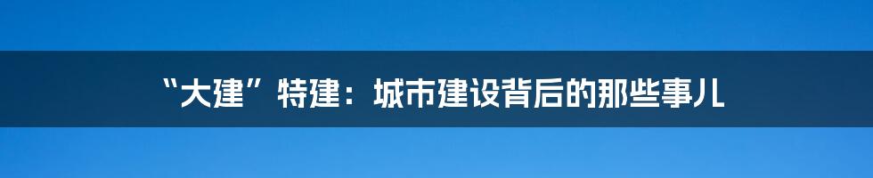 “大建”特建:城市建设背后的那些事儿
