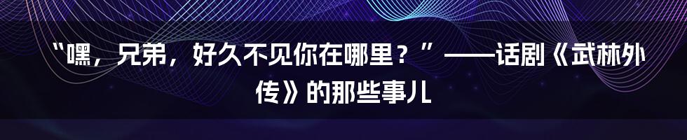 “嘿,兄弟,好久不见你在哪里?”——话剧《武林外传》的那些事儿