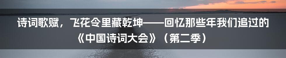 诗词歌赋,飞花令里藏乾坤——回忆那些年我们追过的《中国诗词大会》(第二季)