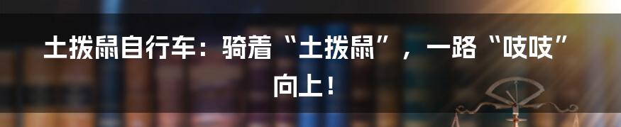 土拨鼠自行车：骑着“土拨鼠”，一路“吱吱”向上！