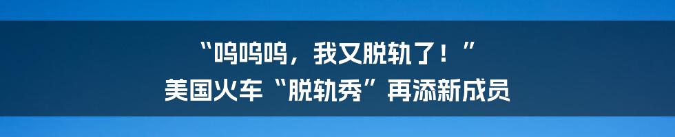 “呜呜呜,我又脱轨了!” 美国火车“脱轨秀”再添新成员