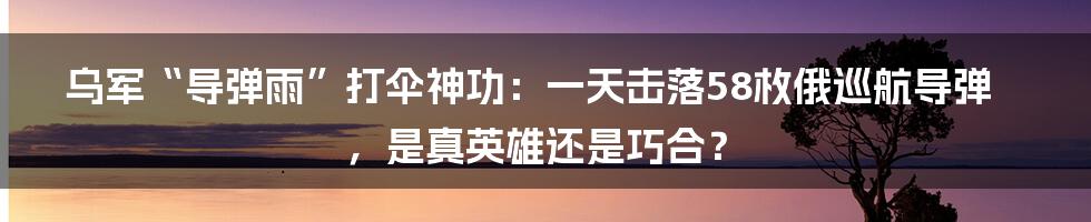 乌军“导弹雨”打伞神功:一天击落58枚俄巡航导弹,是真英雄还是巧合?