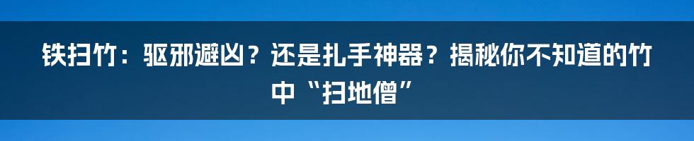 铁扫竹:驱邪避凶?还是扎手神器?揭秘你不知道的竹中“扫地僧”
