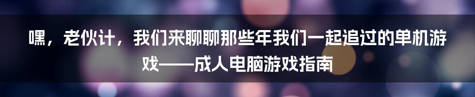 嘿,老伙计,我们来聊聊那些年我们一起追过的单机游戏——成人电脑游戏指南