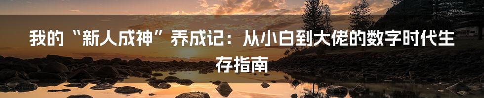 我的“新人成神”养成记：从小白到大佬的数字时代生存指南