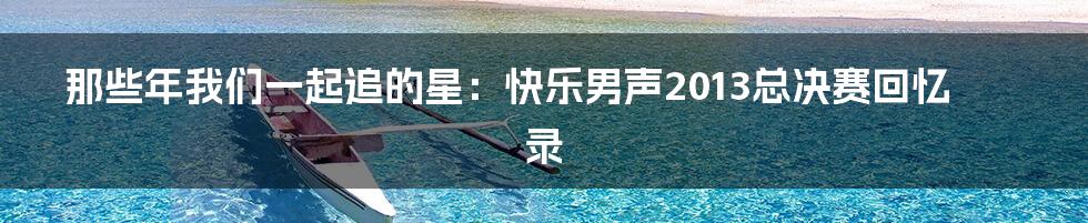 那些年我们一起追的星:快乐男声2013总决赛回忆录