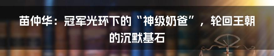 苗仲华:冠军光环下的“神级奶爸”,轮回王朝的沉默基石