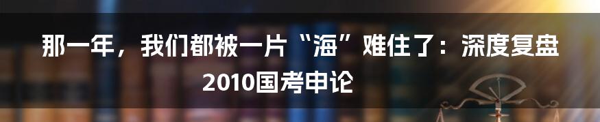 那一年,我们都被一片“海”难住了:深度复盘2010国考申论