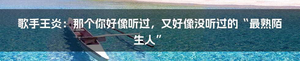 歌手王炎:那个你好像听过,又好像没听过的“最熟陌生人”