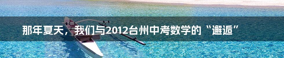那年夏天,我们与2012台州中考数学的“邂逅”