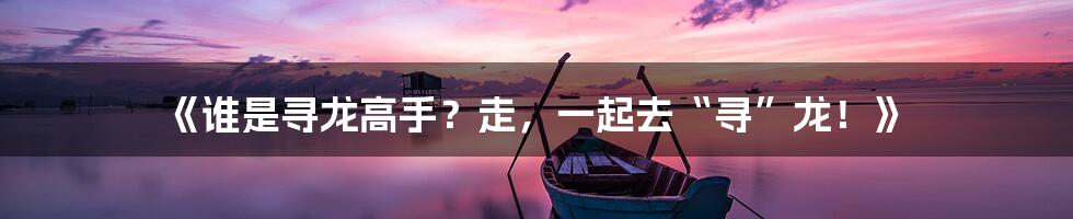 《谁是寻龙高手?走,一起去“寻”龙!》