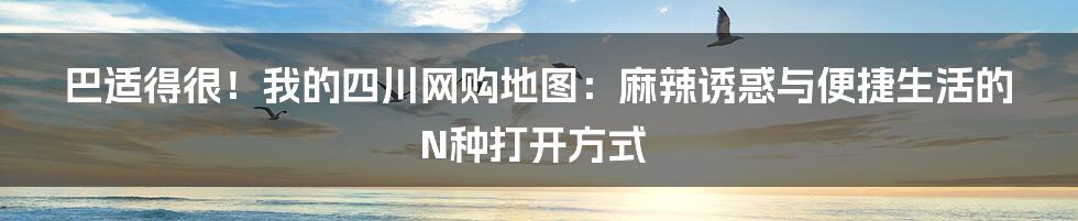 巴适得很!我的四川网购地图:麻辣诱惑与便捷生活的N种打开方式