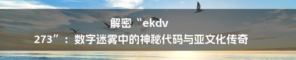 解密“ekdv 273”:数字迷雾中的神秘代码与亚文化传奇
