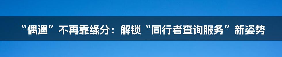 “偶遇”不再靠缘分:解锁“同行者查询服务”新姿势