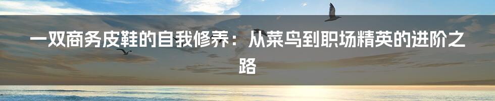 一双商务皮鞋的自我修养：从菜鸟到职场精英的进阶之路