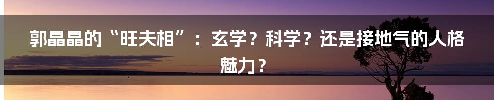 郭晶晶的“旺夫相”:玄学?科学?还是接地气的人格魅力?