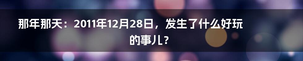 那年那天:2011年12月28日,发生了什么好玩的事儿?