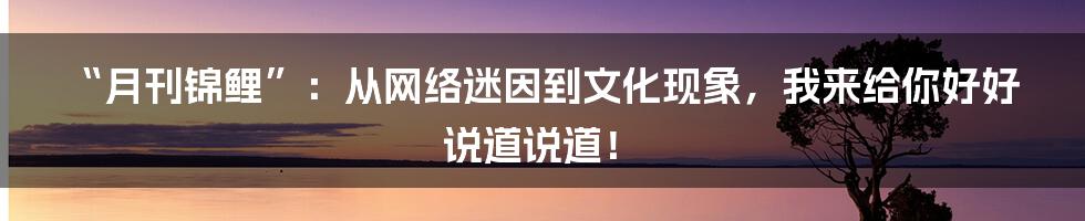“月刊锦鲤”:从网络迷因到文化现象,我来给你好好说道说道!