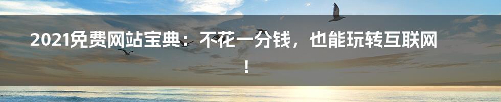 2021免费网站宝典:不花一分钱,也能玩转互联网!