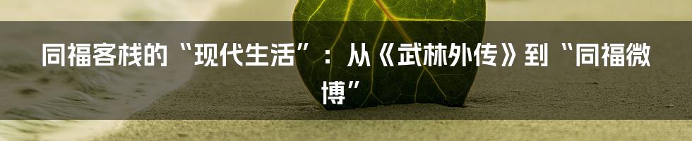 同福客栈的“现代生活”:从《武林外传》到“同福微博”