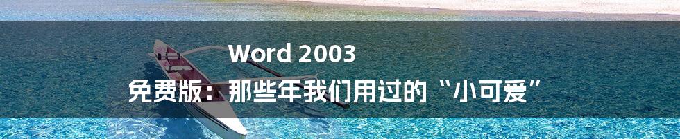 Word 2003 免费版：那些年我们用过的“小可爱”