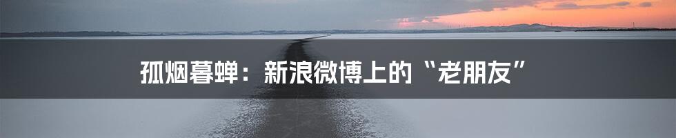 孤烟暮蝉:新浪微博上的“老朋友”