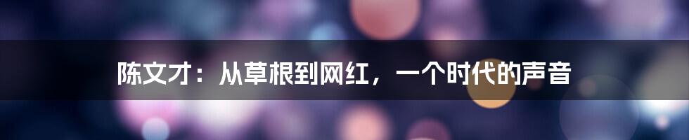 陈文才：从草根到网红，一个时代的声音