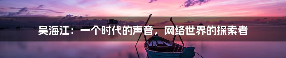 吴海江:一个时代的声音,网络世界的探索者