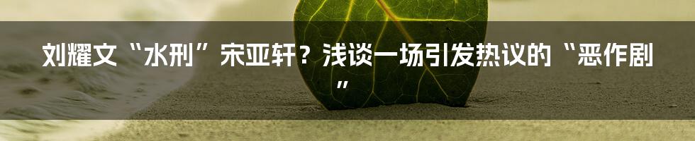 刘耀文“水刑”宋亚轩?浅谈一场引发热议的“恶作剧”