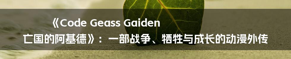 《Code Geass Gaiden 亡国的阿基德》：一部战争、牺牲与成长的动漫外传