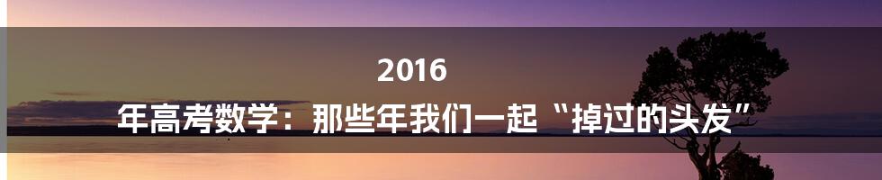 2016 年高考数学:那些年我们一起“掉过的头发”