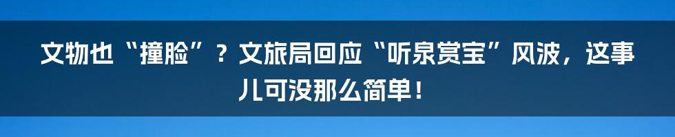 文物也“撞脸”?文旅局回应“听泉赏宝”风波,这事儿可没那么简单!